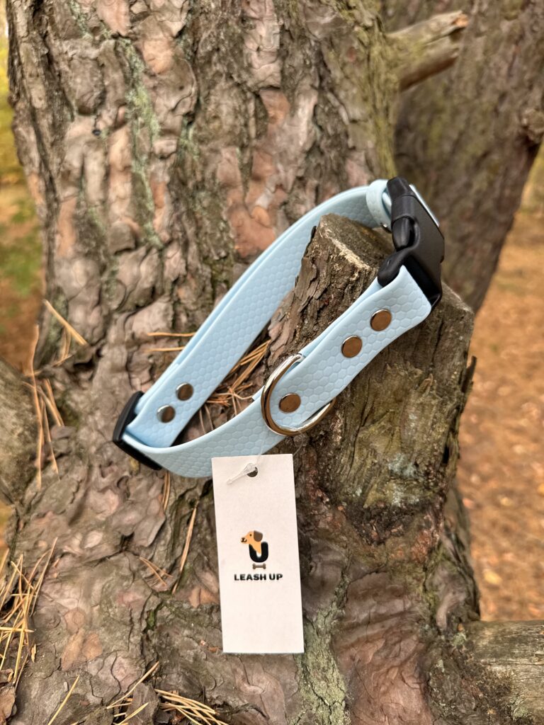 Obroża na klamrę HEXA – Baby Blue