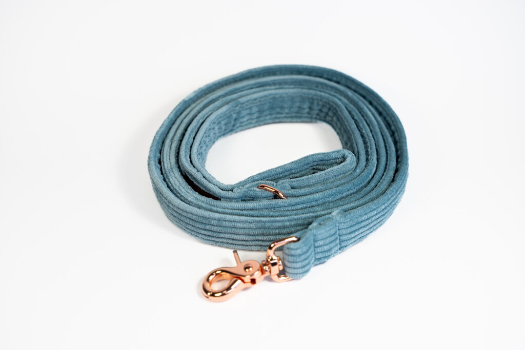 Smycz miejska sztruksowa – Baby Blue